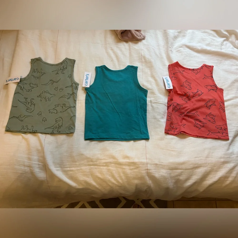 NWT Carter’s 3 Tank Top Sleeveless Shirts Toddler Baby Boy Summer Beach Dino